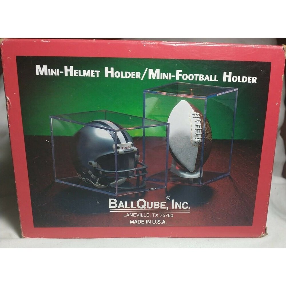 The Original BallQube Mini Football Helmet Display Cube holder protector case
